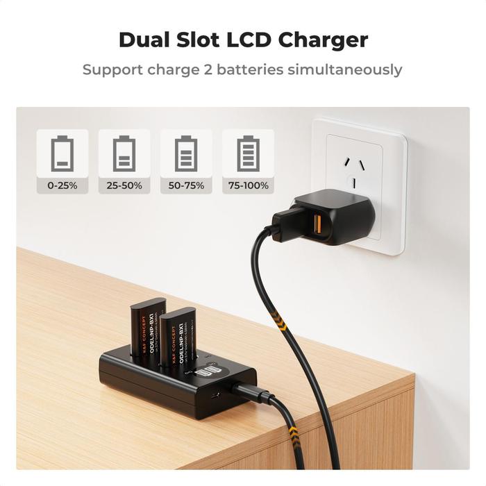 K&F Concept NP-BX1 Battery + Charger Kit Baterai For Sony NPBX1 RX100 ZV1 ZV1F RX100M7 VII HX90 KNF Concept - Charger Only · 8