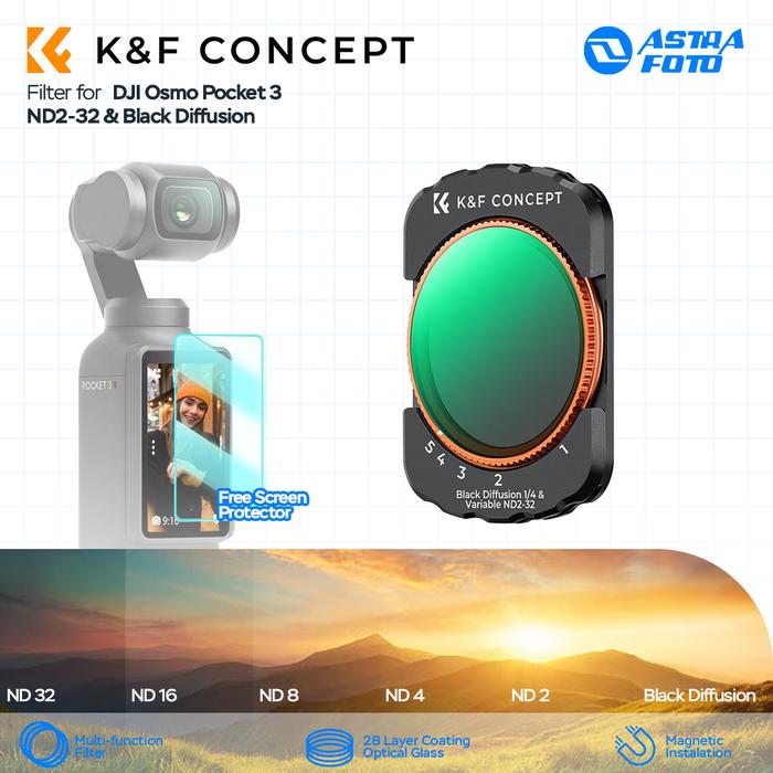 KNF Concept K&F Concept ND2-32 & Black Diffusion 1/4 Filter Magnetic For DJI Osmo Pocket 3 2 in 1 KNF Concept Filter