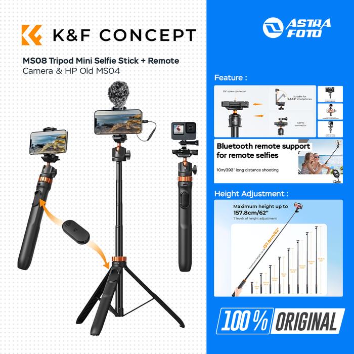 KNF Concept MS08 Tripod Mini Selfie Stick + Remote for Camera & HP Old MS04 · 2