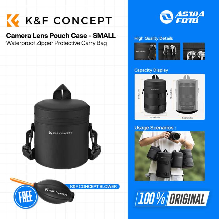 KNF Concept Camera Lens Pouch Case Waterproof Zipper Protective Carry Bag Tas Lensa K&F Concept - Small
