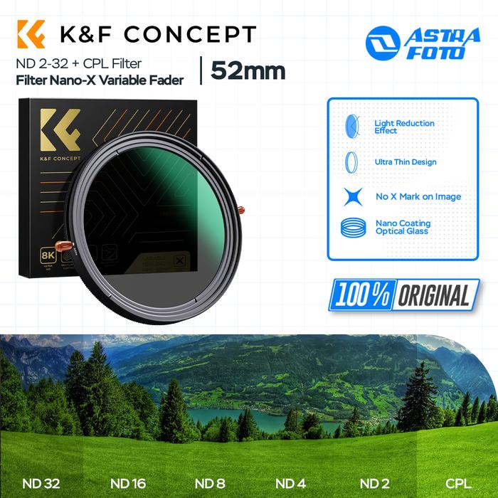 KNF Concept KNF Concept 52mm Lens Filter Nano-X Variable Fader ND2-32 + CPL Filter