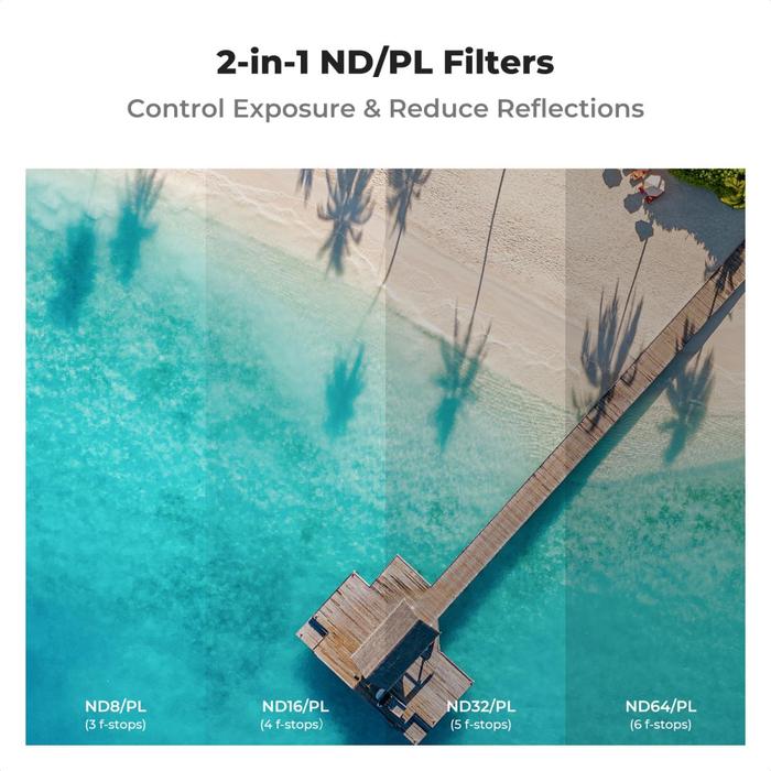 K&F Concept ND8/PL + ND16/PL + ND32/PL + ND64/PL For DJI Air 3S Neutral Density Drone Filter KNF Concept 4-Pack · 3