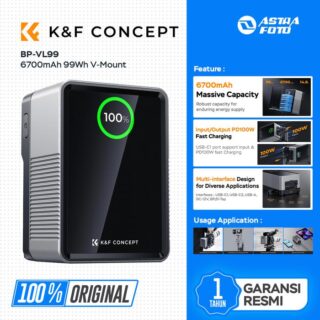 K&F Concept BP-VL99 6700mAh 99Wh V-Mount Battery with PD100W USB-C Fast Charging and Multi-Output Ports, TFT Digital Screen & Emergency Light for Camera, photography light, smartphone, laptop KNF Concept
