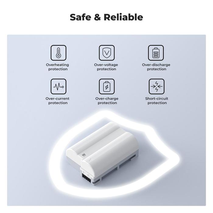 K&F Concept EN-EL15 Battery Type C Port Fast Charing For Nikon Z8, Z7II, Z 7, Z 6II, Z 6, Z5, D850, D810, D810A, D780, D750, D610, D500, D7500, D7200 Baterai Kamera KNF Concept · 5