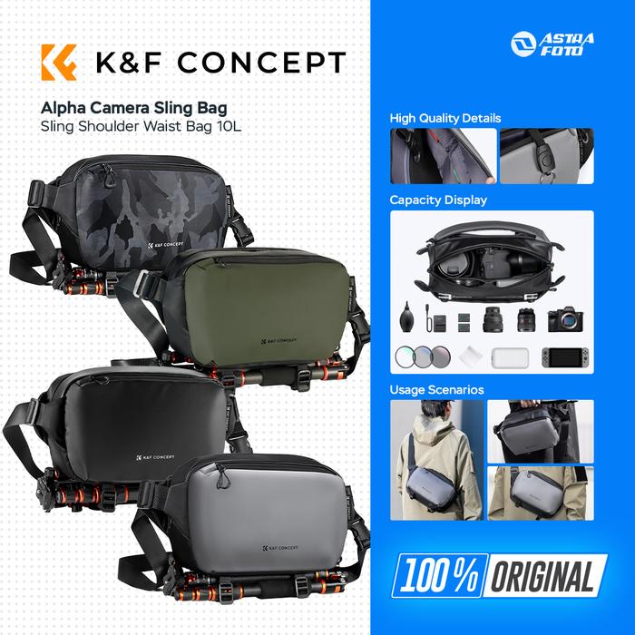 K&F Concept Alpha Camera Sling Shoulder Waist Bag 10L Tas Kamera KNF - BLACK+BROWN · 2