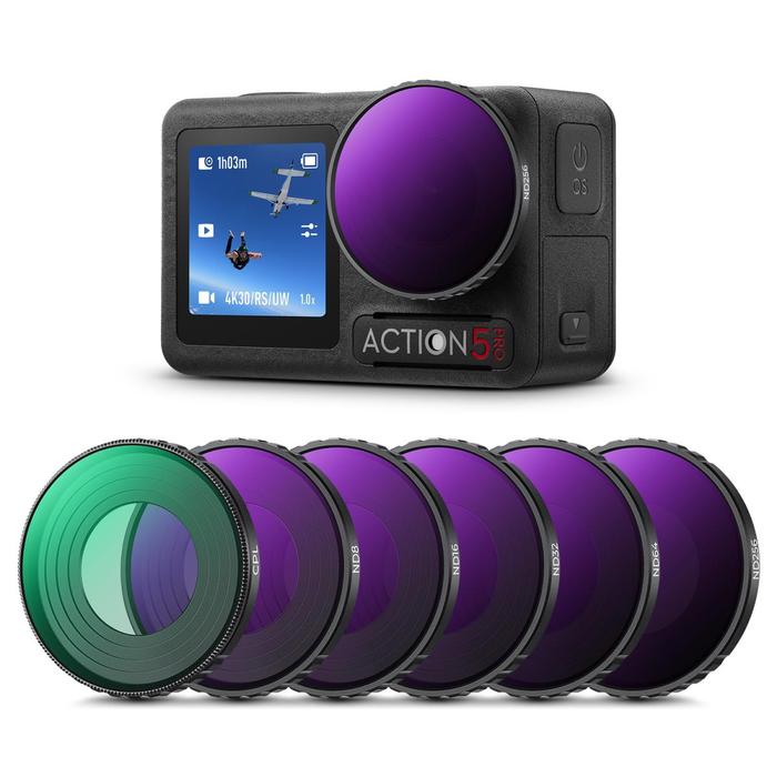 K&F Concept Filter For DJI Osmo Action 4 / 5 Pro Set CPL+ND8+ND16+ND32+ND64+ND256 Circular Polarizing Filter Neutral Density KNF Concept · 2