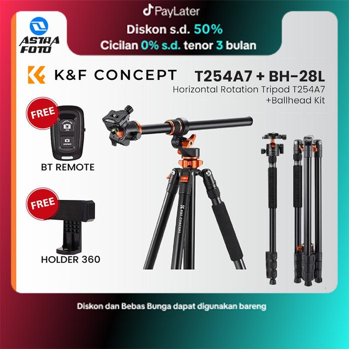 KNF Concept KNF Concept T254A7 Tripod Kamera Horizontal Rotation Tripod T254A7 with Ballhead Kit K&F Concept Free Holder