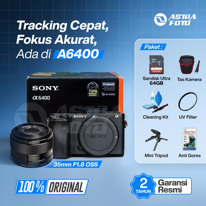 Sony Sony Alpha A6400 + 35mm F1.8 OSS Garansi Resmi Sony Indonesia