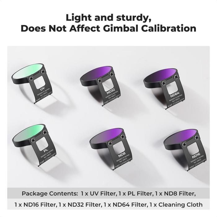 KNF Concept Filter UV CPL ND8 ND16 ND32 ND64 for DJI NEO K&F Concept 6-Pack Drone Filter Set - Gambar 2