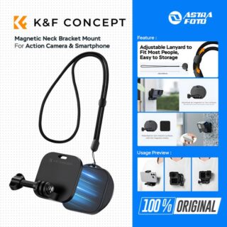 KNF Concept Magnetic Neck Bracket Mount For Action Camera & Smartphone with Pull Rope & Phone Holder - K&F Concept