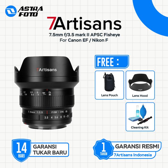 7Artisans 7artisans 7.5mm F3.5 mark II APSC Fisheye DSLR Lens Mount Camera For Canon EF - Nikon F - Canon EF
