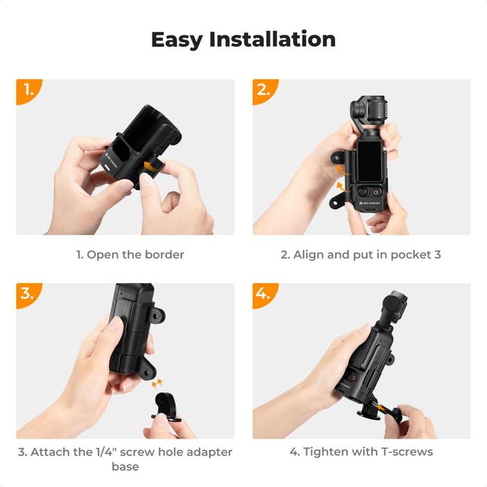 KNF Concept Adaptor Expansion Mount For DJI Osmo Pocket 3 With Cold Shoe & 1/4 Screw Hole Mounting Bracket K&F Concept - Gambar 3