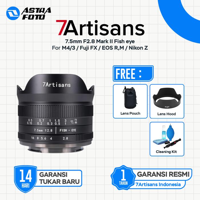7Artisans 7artisans 7.5mm F2.8 Mark II Fish eye Lens - for Sony E mount Fuji FX Mount M43 Canon RF Mount M Mount Nikon Z - FUJI FX