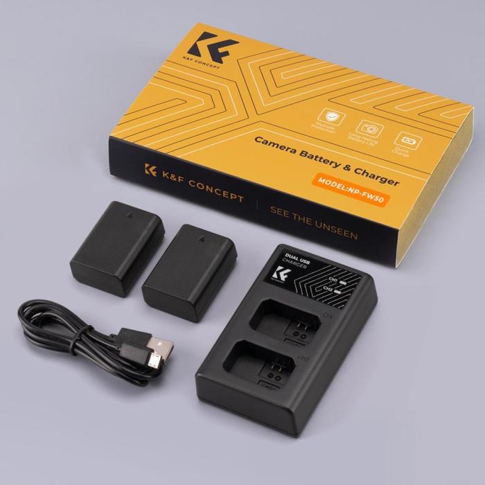 KNF K&F Concept Battery For Sony NP-FW50 2PCS + Dual Slot Charger NPFW50 - Battery Only · 7