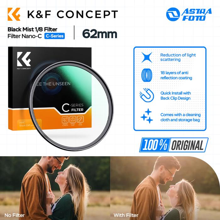 KNF Concept KNF Concept 62mm Lens Filter Nano-C Black Mist 1/8 Filter K&F Concept Black Diffusion