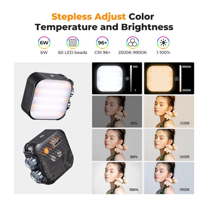 KNF Concept RGB LED Video Fill Light Portable With Magnet & Effect K&F - Biru · 8