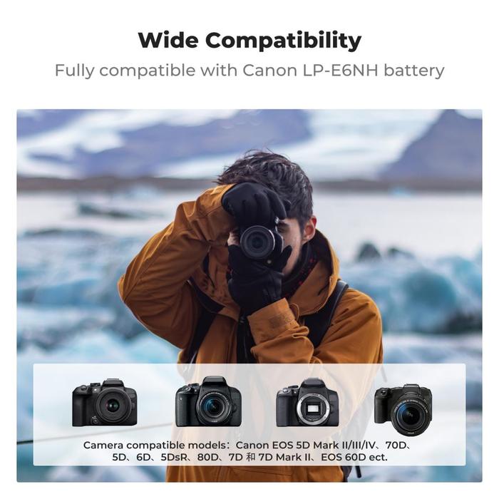 KNF Concept LP-E6NH 3 Slot Fast Charger with LCD For Canon EOS R5, EOS R6, EOS R, EOS 5D Mark IV, 5D Mark III, 5DS, 5DS R, 5D Mark II, 6D Camera K&F Concept - Gambar 4