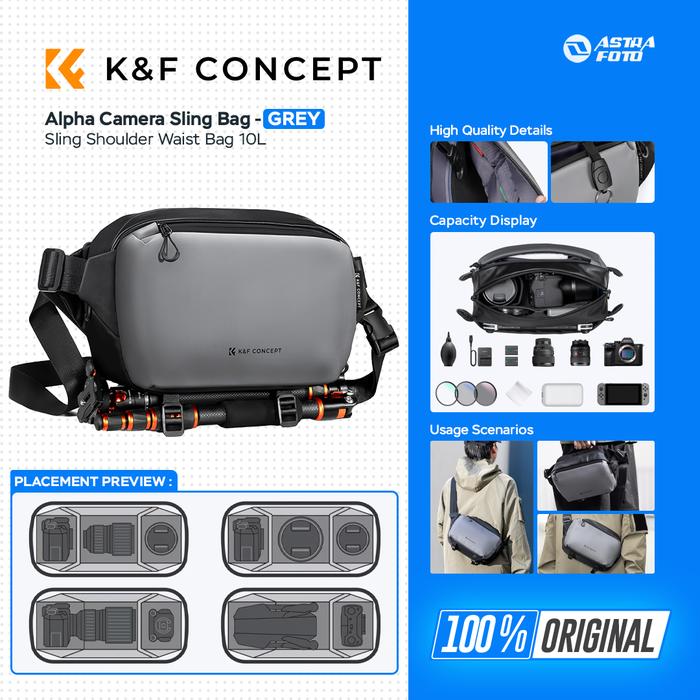K&F Concept Alpha Camera Sling Shoulder Waist Bag 10L Tas Kamera KNF - BLACK+BROWN · 3