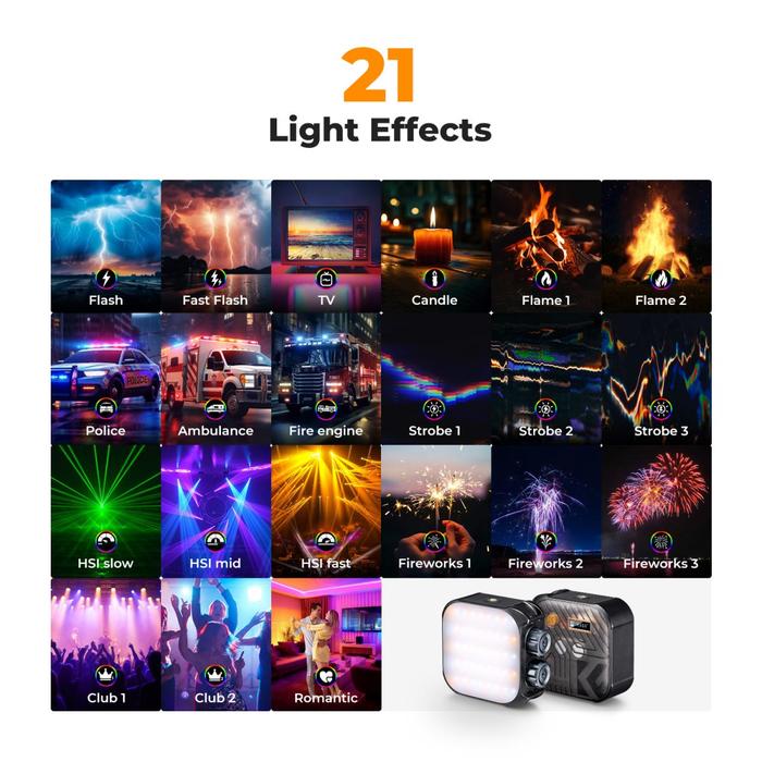 KNF Concept RGB LED Video Fill Light Portable With Magnet & Effect K&F - Biru · 7
