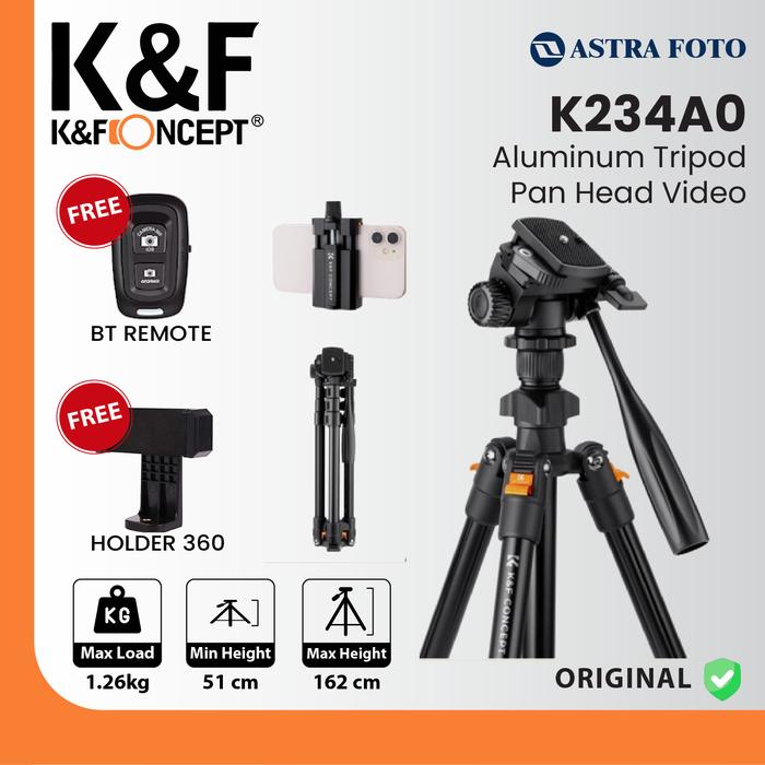KNF Concept K&F CONCEPT K234A0 KNF Aluminum Tripod Pan Head Video/KF09.115