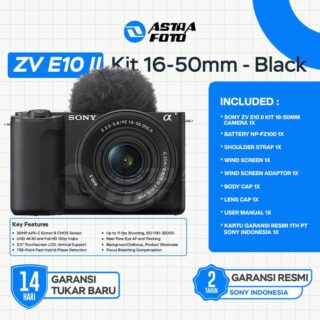 Sony Alpha ZV-E10 II Body Only & Kit 16-50mm II Mark II Kamera Mirrorless - Hitam, Body Only, Standard