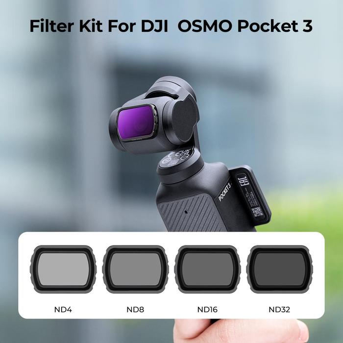 K&F Concept Filter ND4 + ND8 + ND16 + ND32 For DJI Osmo Pocket 3 KNF Concept 4-Pack Filters · 3
