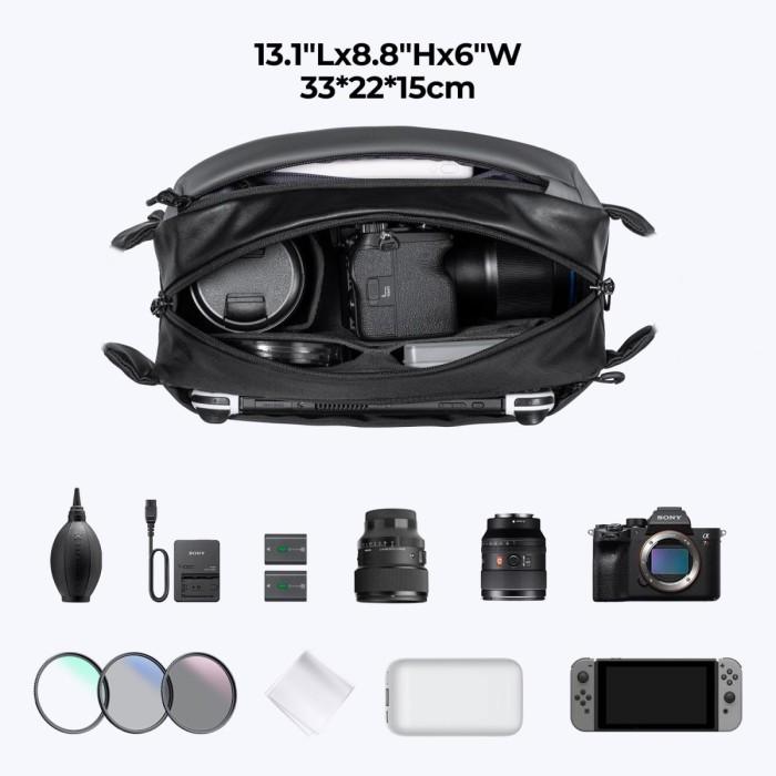 K&F Concept Alpha Camera Sling Shoulder Waist Bag 10L Tas Kamera KNF - BLACK+BROWN · 7