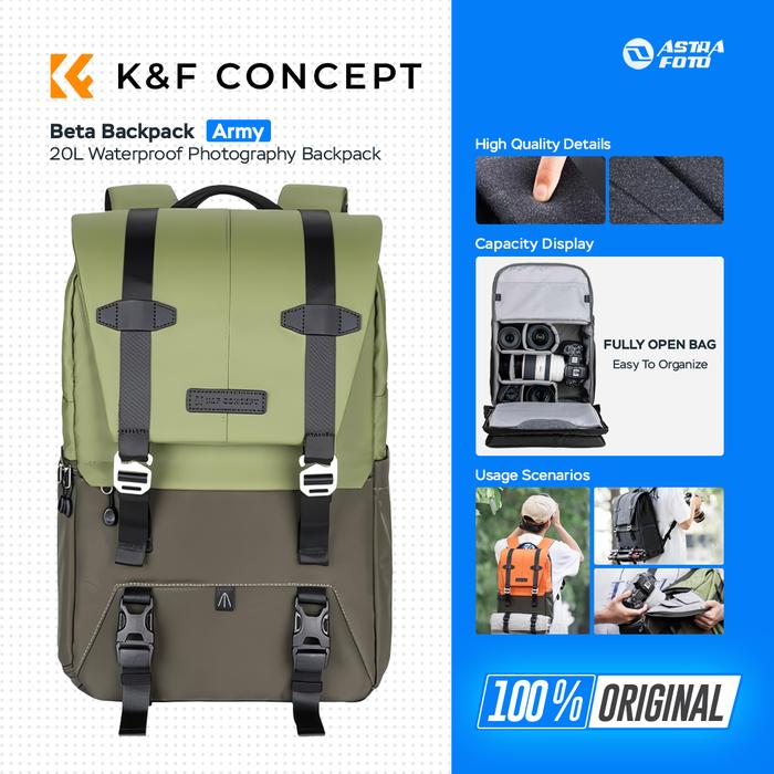 KNF Concept 20L Tas Beta Backpack Waterproof Photography Laptop K&F - Hitam · 8
