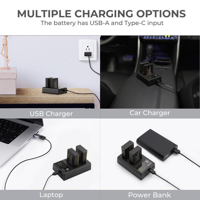 KNF K&F Concept Battery Canon LP-E17 2PCS + Dual Slot Charger LPE17 - Battery Charger · 4