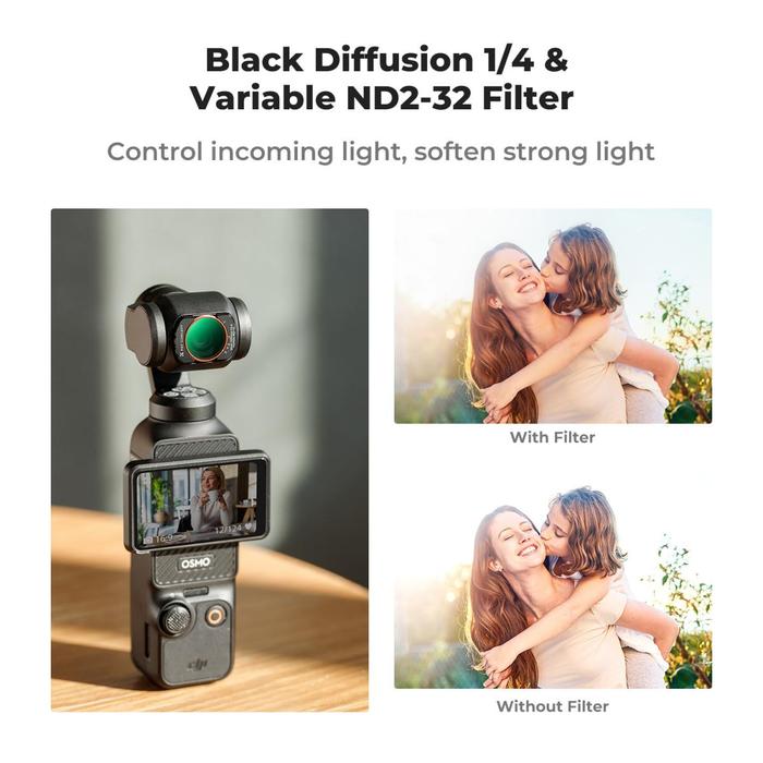 K&F Concept ND2-32 & Black Diffusion 1/4 Filter Magnetic For DJI Osmo Pocket 3 2 in 1 KNF Concept Filter · 7