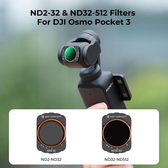 K&F Concept Variable ND2-32 + ND32-512 Filter For DJI Osmo Pocket 3 VND KNF Concept · 8