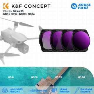K&F Concept Filter ND8 + ND16 + ND32 + ND64 For DJI Air 3S Neutral Density KNF Concept Drone Filters 4-Pack