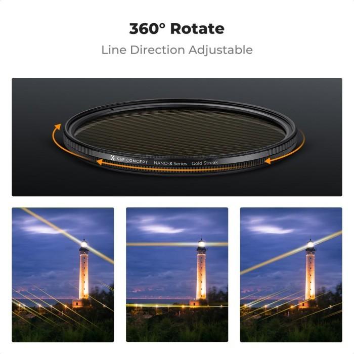 K&F Concept Gold Streak 72mm Filter Nano-X Anamorphic Flare Like Effects KNF Concept · 5