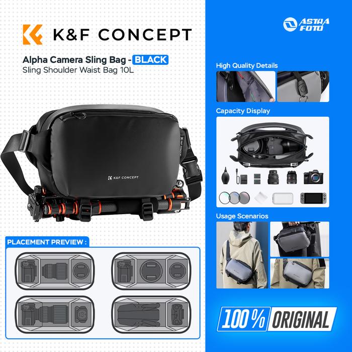 K&F Concept Alpha Camera Sling Shoulder Waist Bag 10L Tas Kamera KNF - BLACK+BROWN · 6