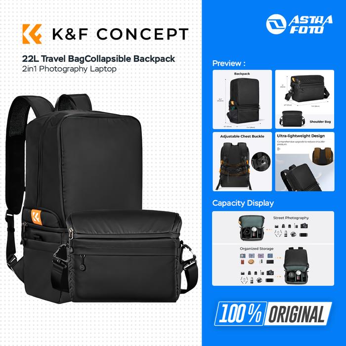 KNF Concept KNF Concept 22L Travel BagCollapsible Backpack 2in1 Photography Laptop