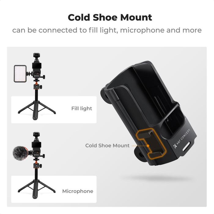 KNF Concept Adaptor Expansion Mount For DJI Osmo Pocket 3 With Cold Shoe & 1/4 Screw Hole Mounting Bracket K&F Concept - Gambar 6