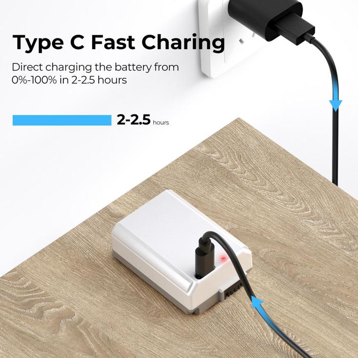 K&F Concept NP-FW50 Battery with Type-C Fast Charging KNF Baterai - Battery 1pc · 7
