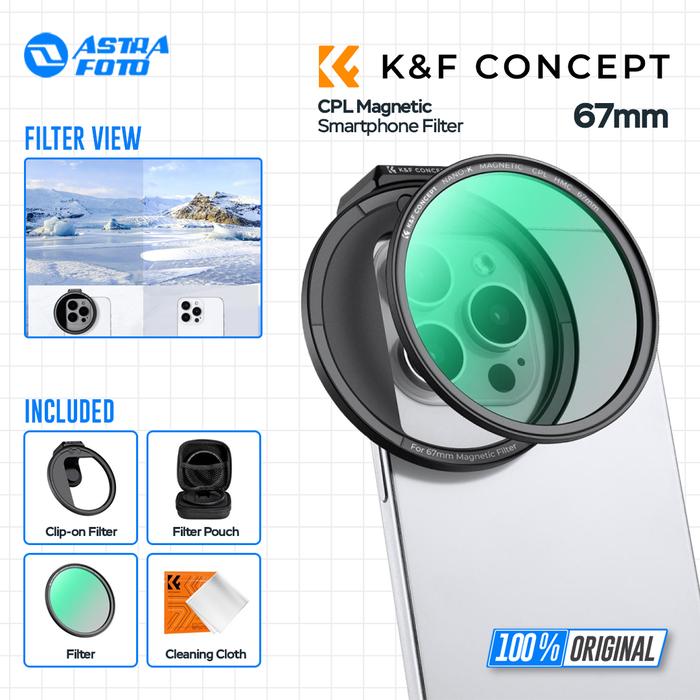 KNF Concept KNF Concept 67mm CPL Magnetic Phone Filter With Cold Shoe For Smartphone HP Samsung iPhone K&F Concept Filter Kit