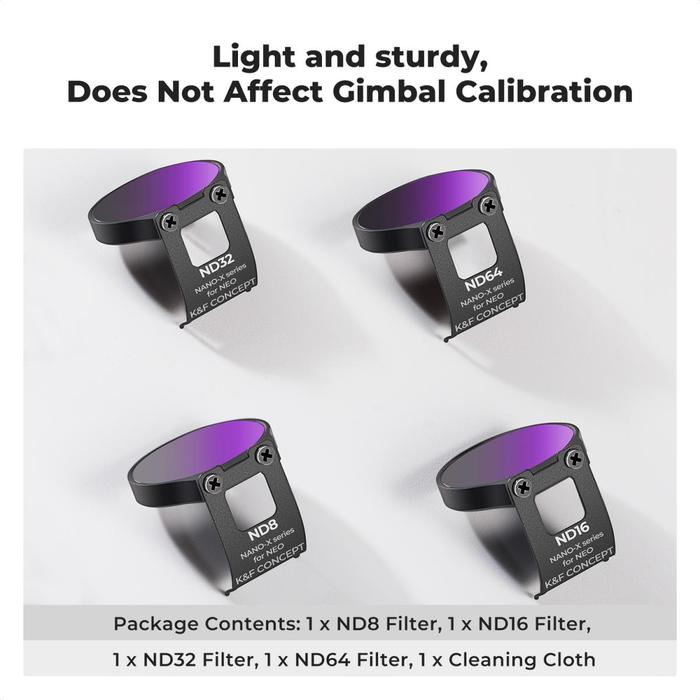 K&F Concept DJI NEO ND Filter Kit 4pcs ND8 ND16 ND32 ND64 KNF Concept 4-Pack Filter Original · 3