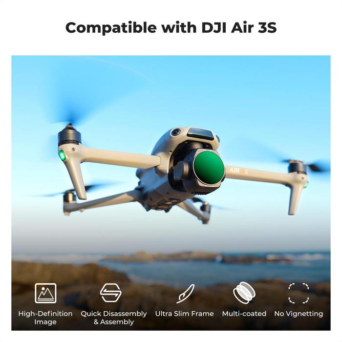 K&F Concept CPL + ND8 + ND16 Filter For DJI Air 3S Circular Polarizing & Neutral Density KNF Concept Drone Filters 3-Pack · 3
