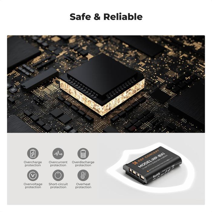K&F Concept NP-BX1 Battery + Charger Kit Baterai For Sony NPBX1 RX100 ZV1 ZV1F RX100M7 VII HX90 KNF Concept - Charger Only · 6