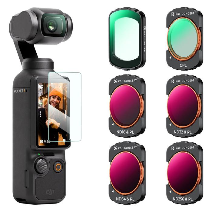 K&F Concept Filter UV + CPL + ND16/PL + ND32/PL + ND64/PL + ND256/PL For DJI Osmo Pocket 3 KNF Concept 6-Pack Filters · 2