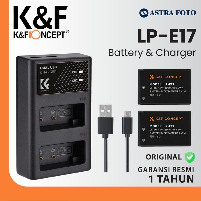 KNF Concept KNF K&F Concept Battery Canon LP-E17 2PCS + Dual Slot Charger LPE17 - Battery Charger
