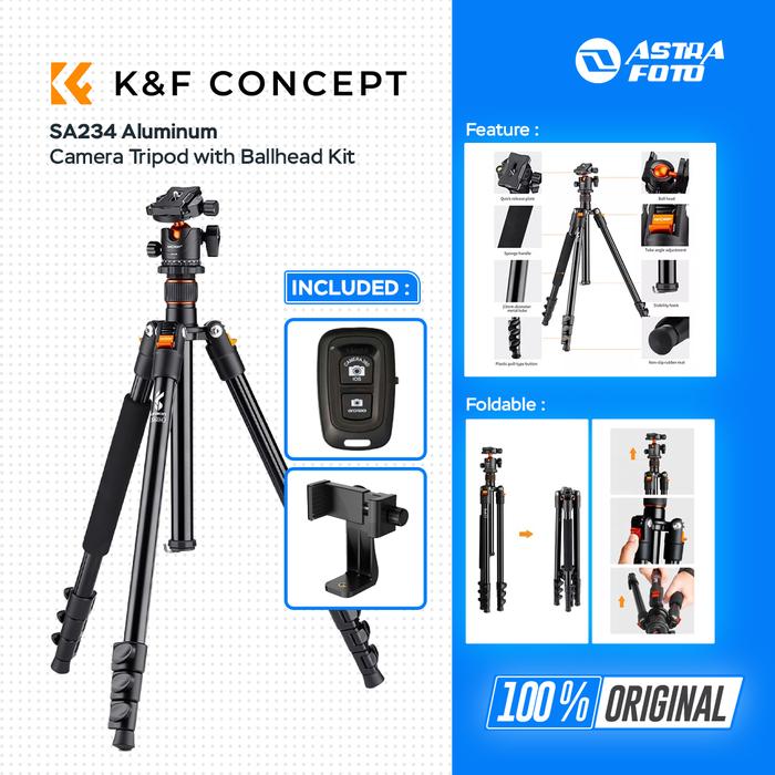 KNF Concept KNF Concept Camera Aluminum Tripod SA234 with Ballhead Kit BH-28 K&F Concept