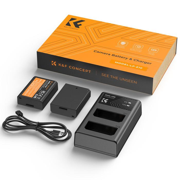 KNF Concept LP-E10 2 Pack Battery & Charger For Canon EOS 1100D 1300D 1500D 1200D X50 1200D K&F Concept - Kit 2 Battery+Charger · 4