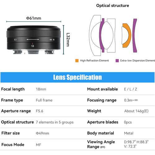 7Artisans Photoelectric 18mm F5.6 Lens For Full Frame Sony E Mount, Panasonic Leica L Mount, Nikon Z Mount Lensa Kamera 7Artisan - Leica L-Mount · 6