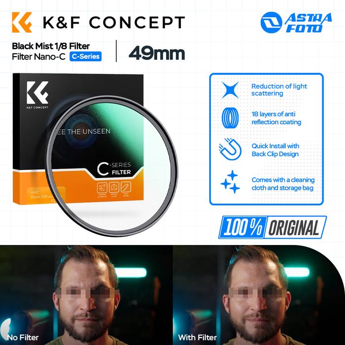 KNF Concept KNF Concept 49mm Lens Filter Nano-C Black Mist 1/8 Filter K&F Concept Black Diffusion