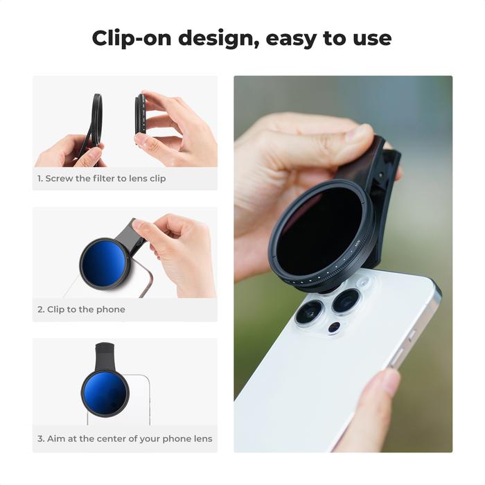 KNF CONCEPT Filter Variable ND2-400 - 52mm Clip For HP Smartphone iPhone Samsung Xiaomi Realme Dll K&F Concept · 6