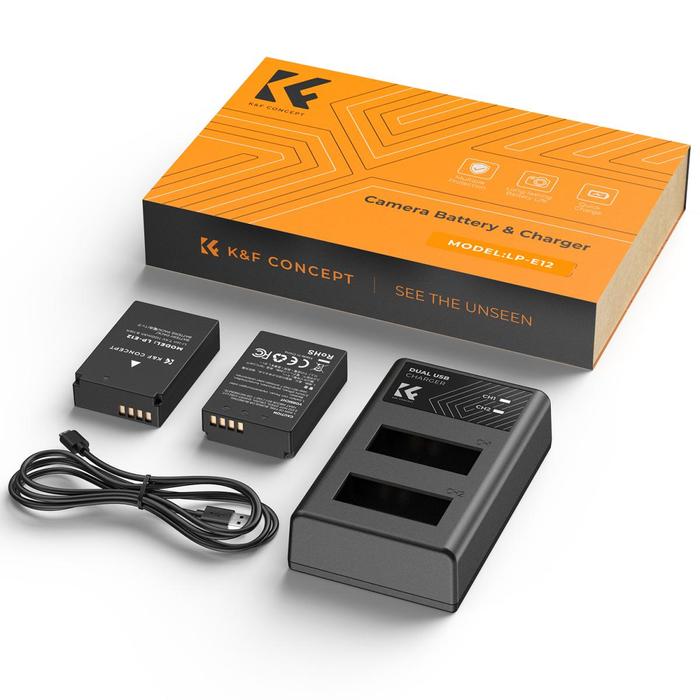 KNF Concept LP-E12 Battery For Canon Baterai & Charger For EOS M50 M100 M200 M10 100D K&F Concept - Kit 2 Battery+Charger · 3