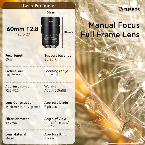 7Artisans 60mm f/2.8 Full-frame 2X Ultra-Macro Lens for E/RF/Z - NIKON Z · 6